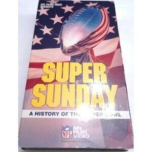 NFL Films Super Sunday A History of the Super Bowl VHS OS Blue Vintage 1998 Tape